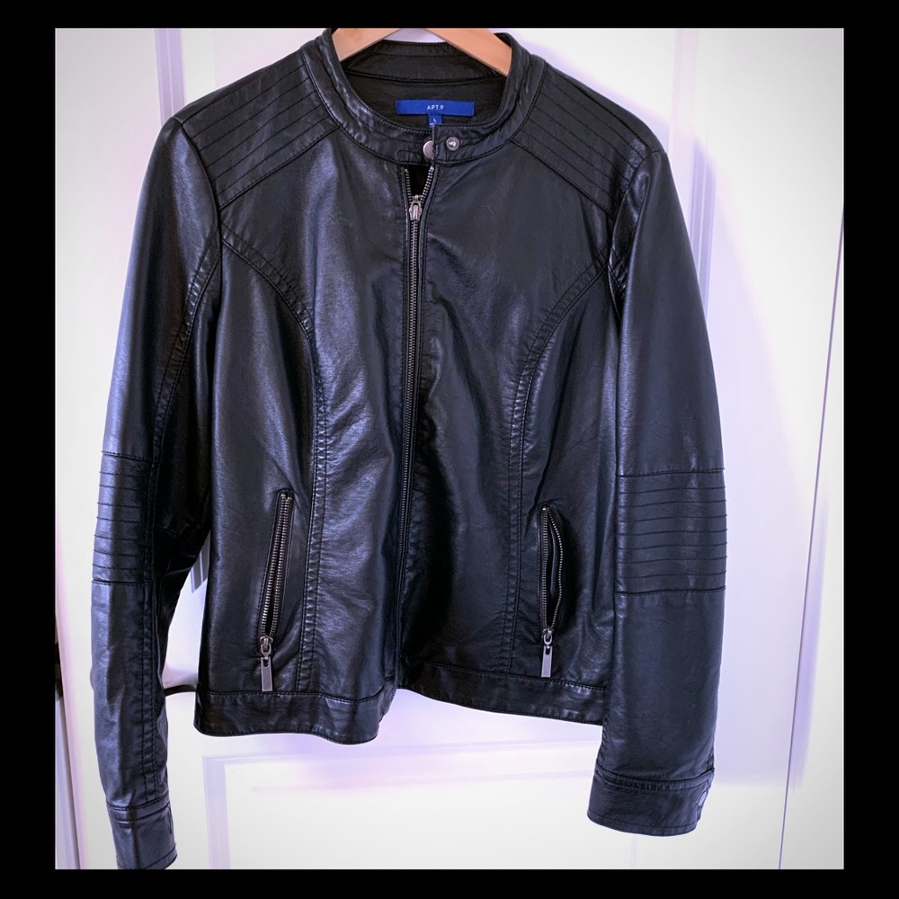 Large faux leather moto jacket